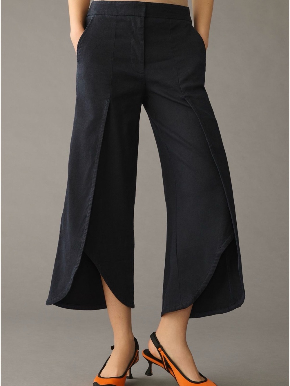 Maeve Tulip Hem Cropped Pants in Navy